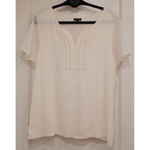 XL Double layered Embroidered Top Ivory Talbots